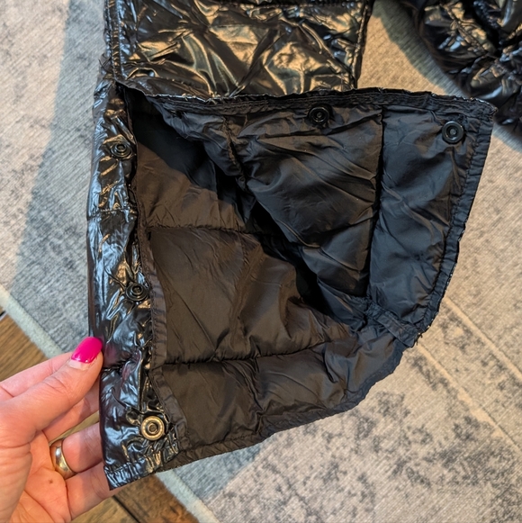 Zara Women's Black Jacket Shiny Vinyl Quilted Cropped Puffer Hood Size M - Picture 13 of 16